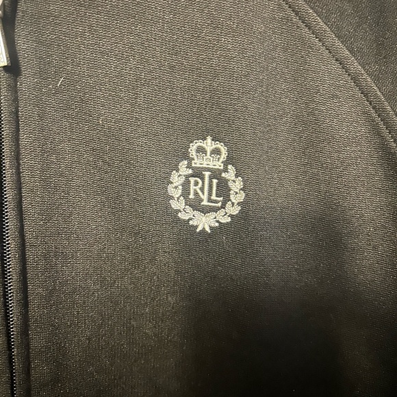 Lauren Ralph Lauren Jacket - black full zip track jacket w/white trim - Picture 3 of 9